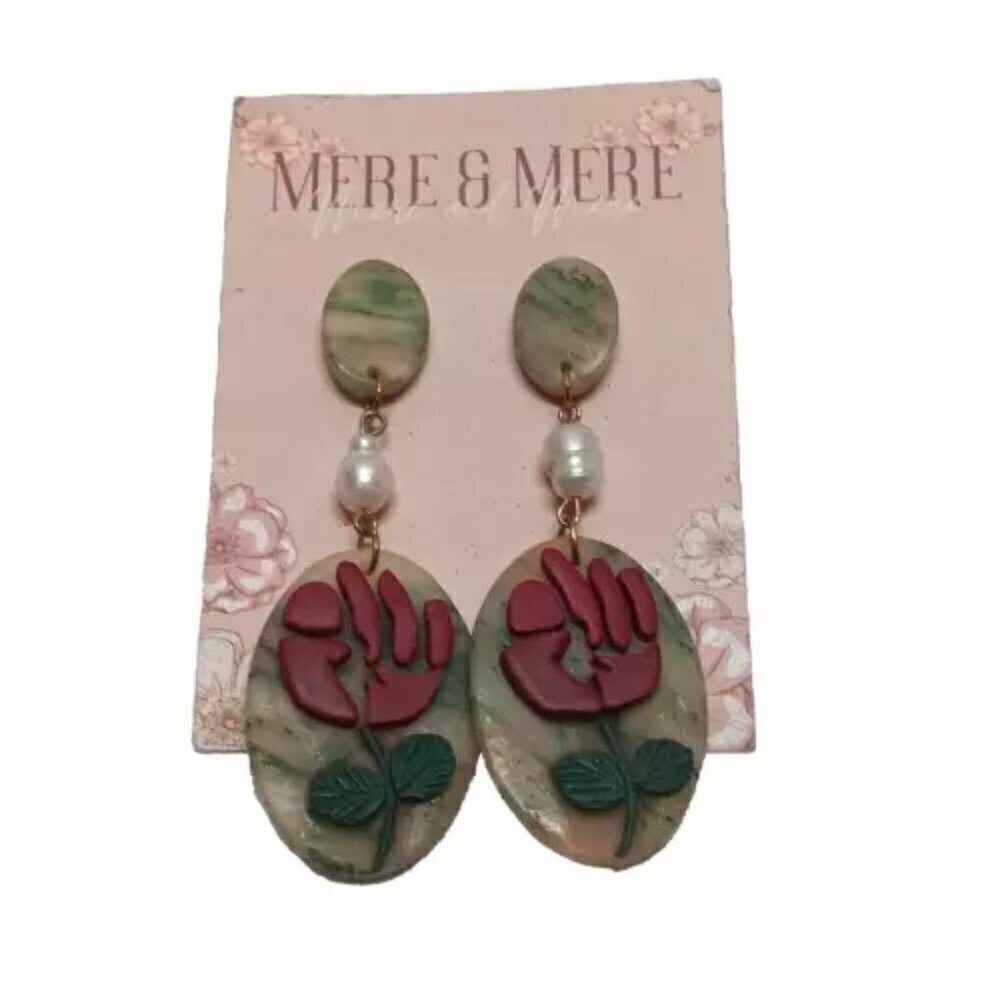 Mere & Mere Flower Dangle Earrings Stud Fashion Boho Pendant‎ Earrings Rose NEW